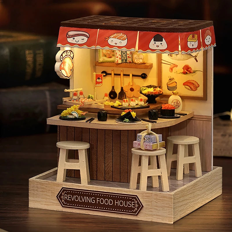 Premium Wooden Miniature Dollhouse Kit with Dust Cover - DIY Assembly Model Building Set | Complete Furniture & Instructions | Birthday Gift for Ages 8+