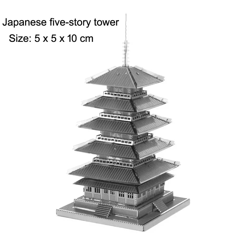 Fradoo 3D Metal Puzzle Yue Yang Tower - Chinese Classical Architecture DIY Model Kit, Laser Cut Alloy Jigsaw Assembly - Educational Building Toy Gift for Adults, Teens, Kids 14+