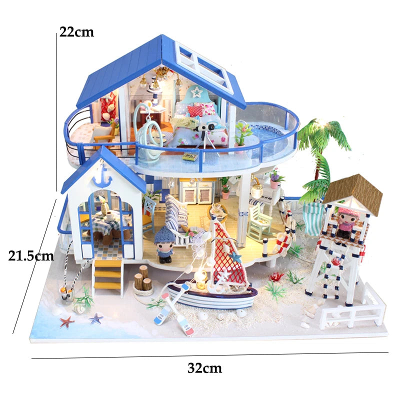 Mini Dollhouse DIY Kit with LED Lights - 3D Wooden Puzzle House Building Set with Furniture for Adults & Teens 14+ | Home Decor Model