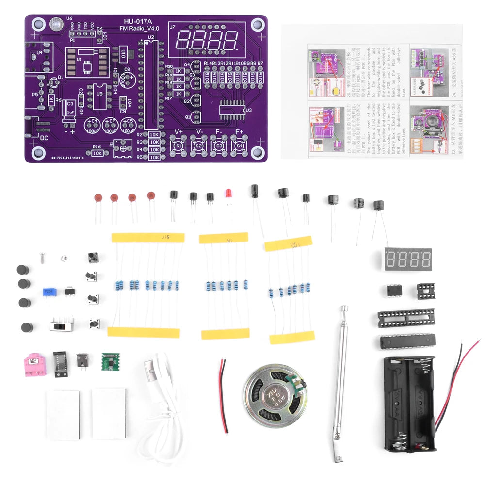 DIY FM Radio Kit 87-108MHz - Electronic Assembly Project with LED Display & Volume Control | RDA5807 Radio Module Building Kit for Learning