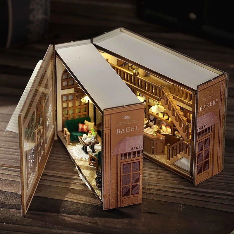 DIY Wooden Miniature Dollhouse Kit with LED Lighting & Furniture - 3D Assembly Model Building Set | Adult Craft Project & Home Decor Gift 14+