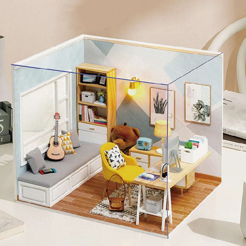 DIY Miniature Room Box Kit | 3D Wooden Puzzle Dollhouse with Furniture | Creative Hobby Gift for Adults & Teens
