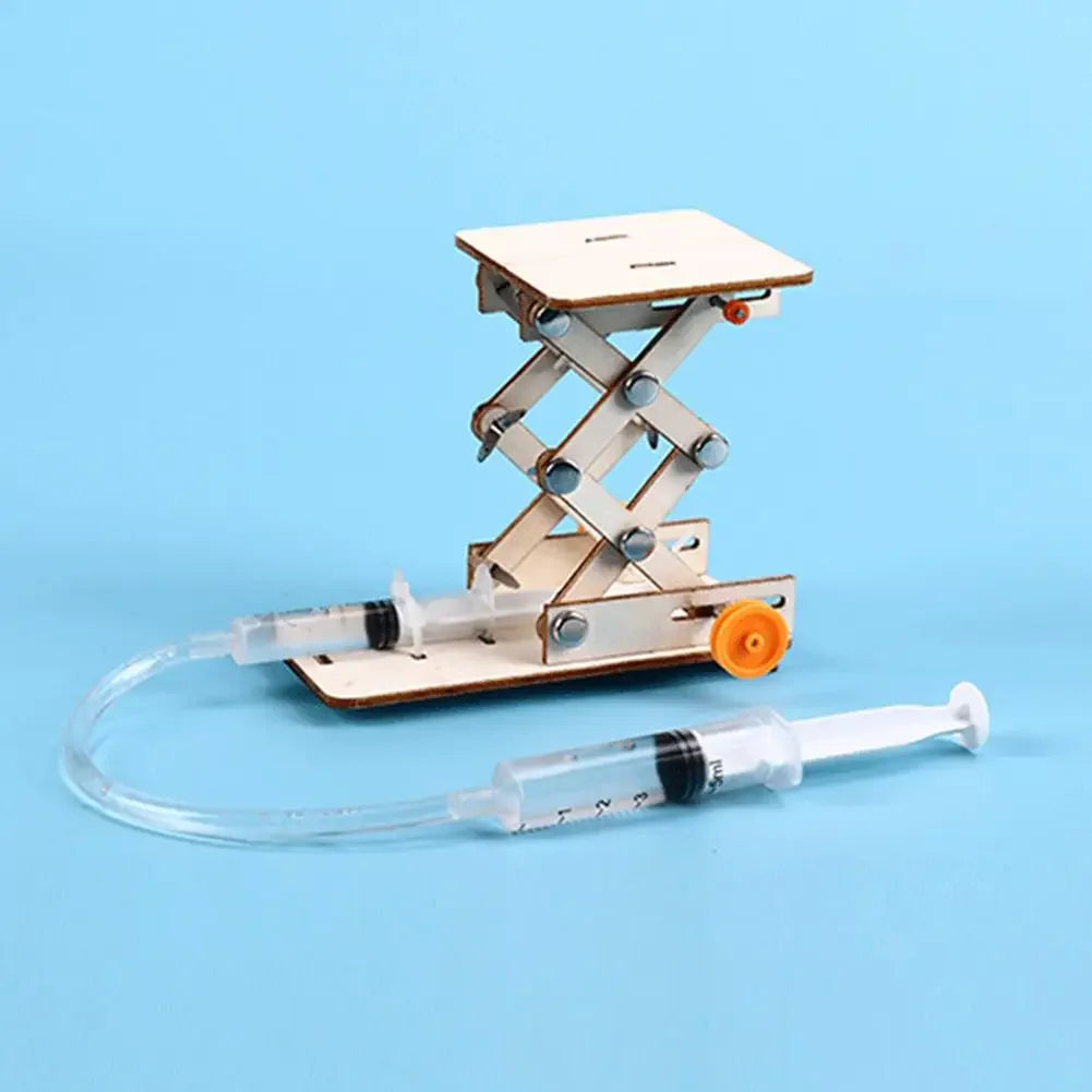 Hydraulic Lift Science Kit for Kids - DIY Educational Physics Experiment Toy | Wooden Building Model for School Projects Ages 6+ | Atmospheric Pressure Learning Set