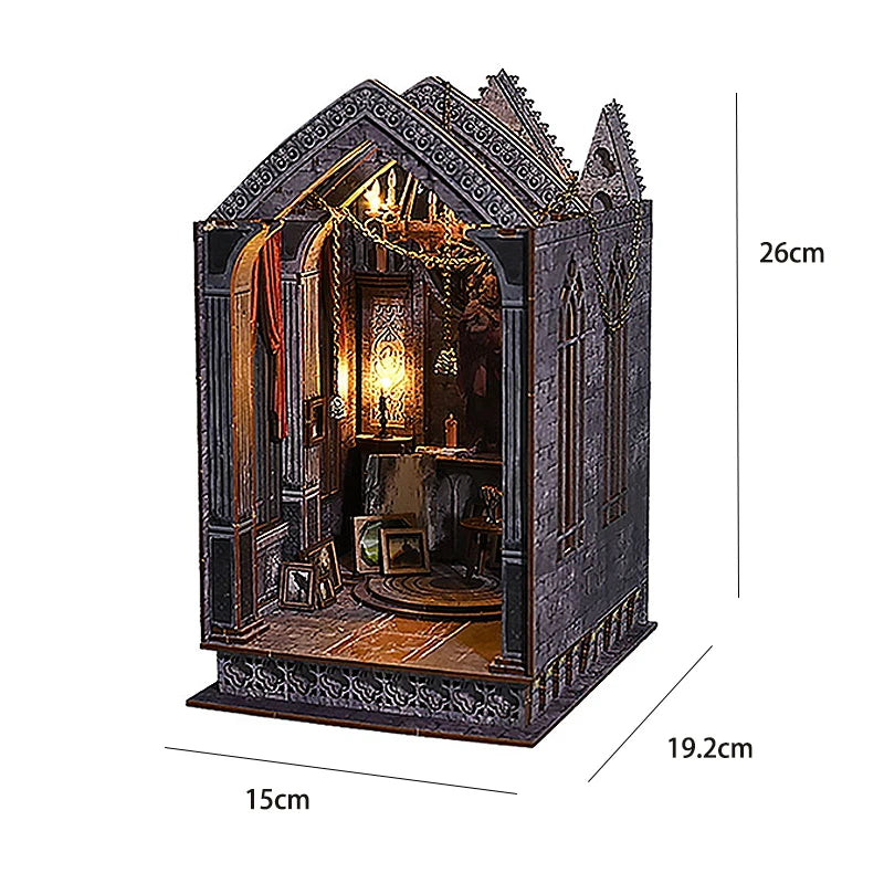 DIY Book Nook Kit for Bookshelves | 3D Wooden Puzzle Diorama with LED Light | Unique Gift for Adult Book Lovers