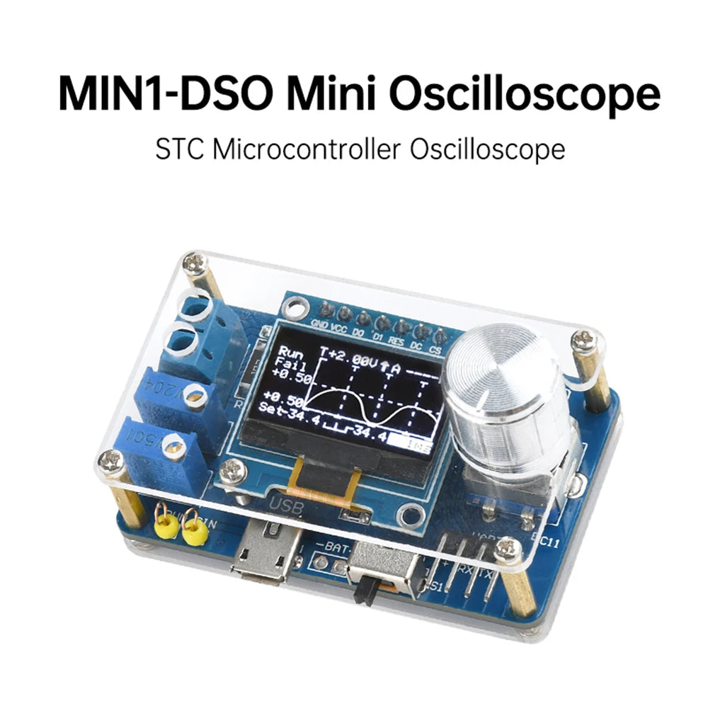 DIY Mini Digital Oscilloscope Kit with STC8K8A Microcontroller - Electronics Soldering Practice Project | Educational STEM Learning Tool for Engineers & Students