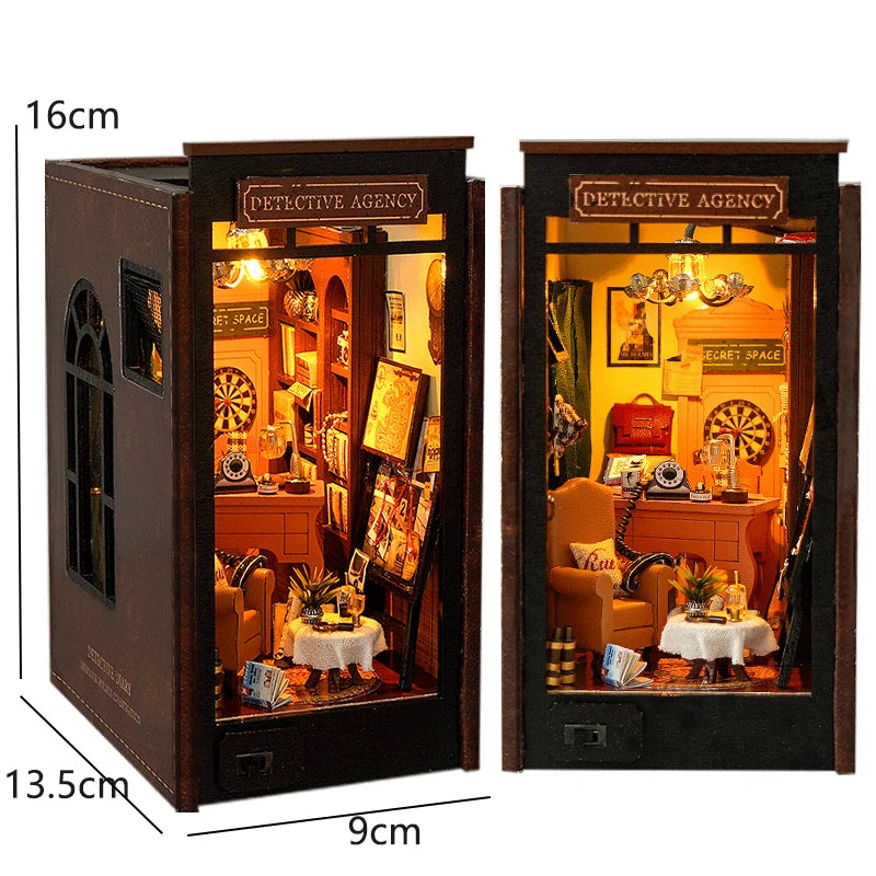 DIY Book Nook Kit for Bookshelves | 3D Wooden Puzzle Diorama with LED Light | Unique Gift for Adult Book Lovers