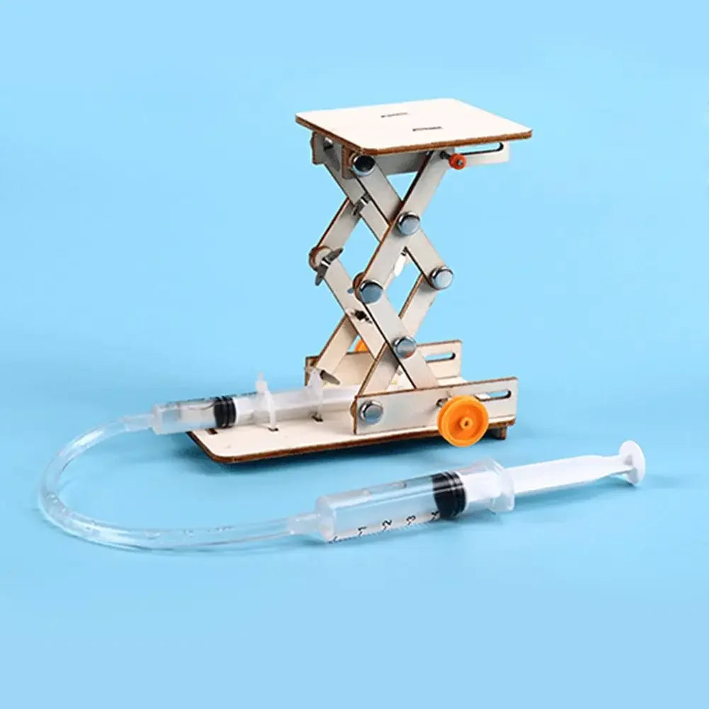Hydraulic Lift Science Kit for Kids - DIY Educational Physics Experiment Toy | Wooden Building Model for School Projects Ages 6+ | Atmospheric Pressure Learning Set