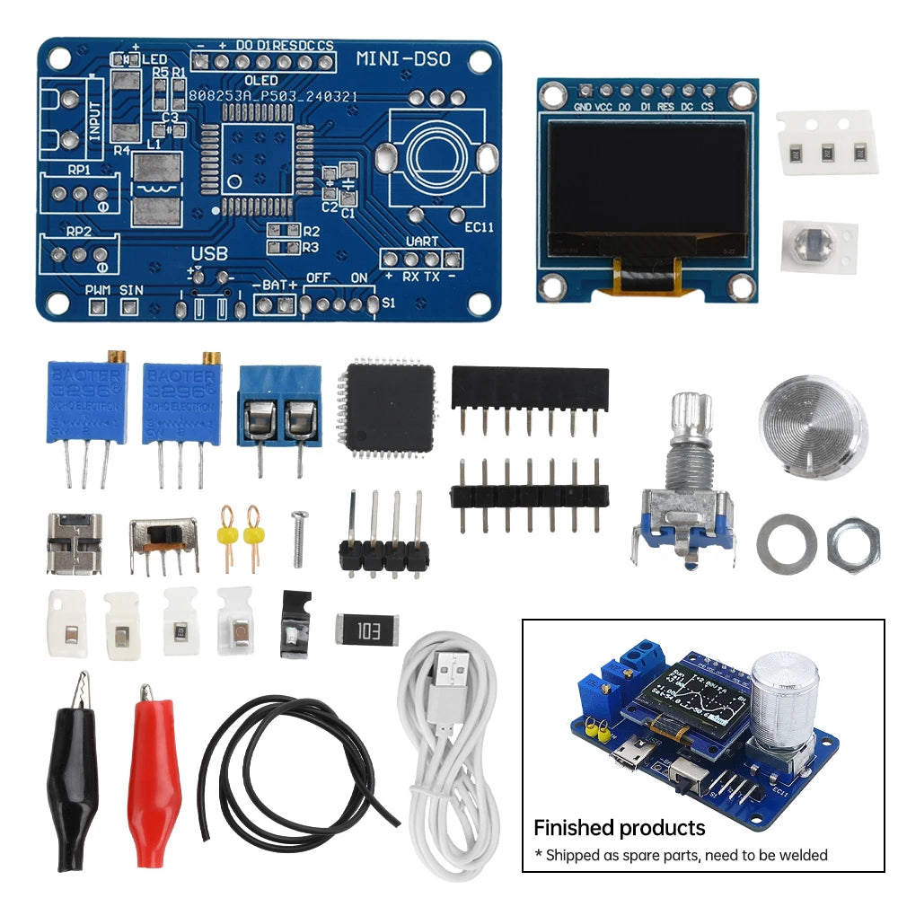 DIY Mini Digital Oscilloscope Kit with STC8K8A Microcontroller - Electronics Soldering Practice Project | Educational STEM Learning Tool for Engineers & Students