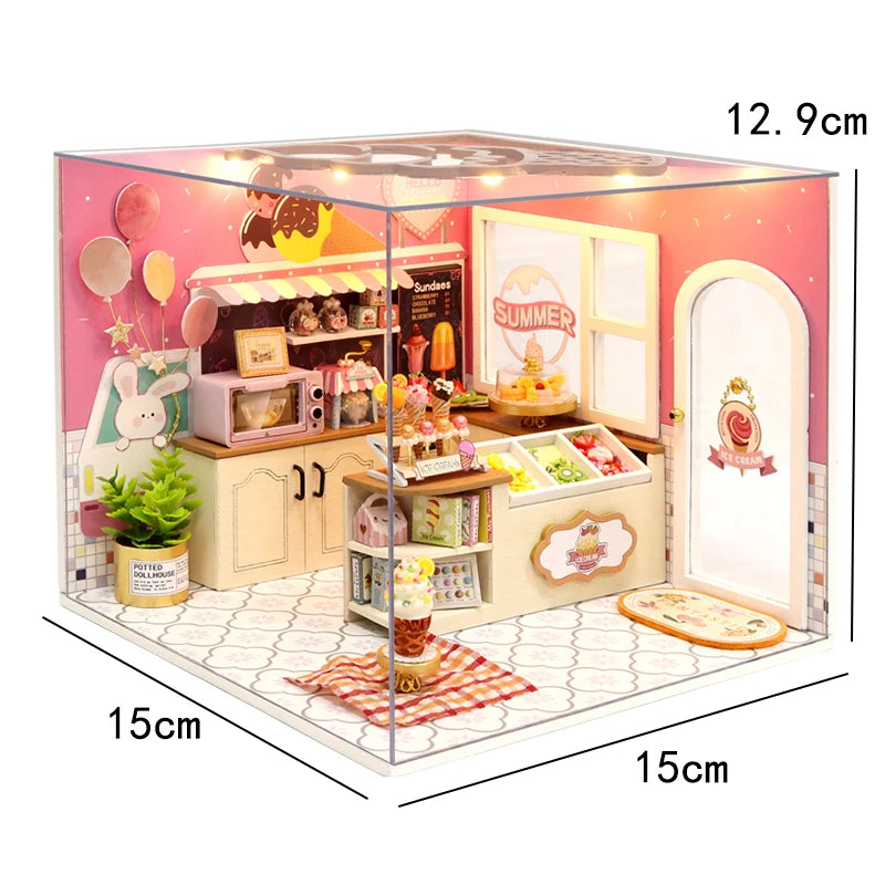 DIY Miniature Dollhouse Kit with LED Lights | 3D Wooden Puzzle Room Box with Furniture | Holiday & Birthday Gift for Adults