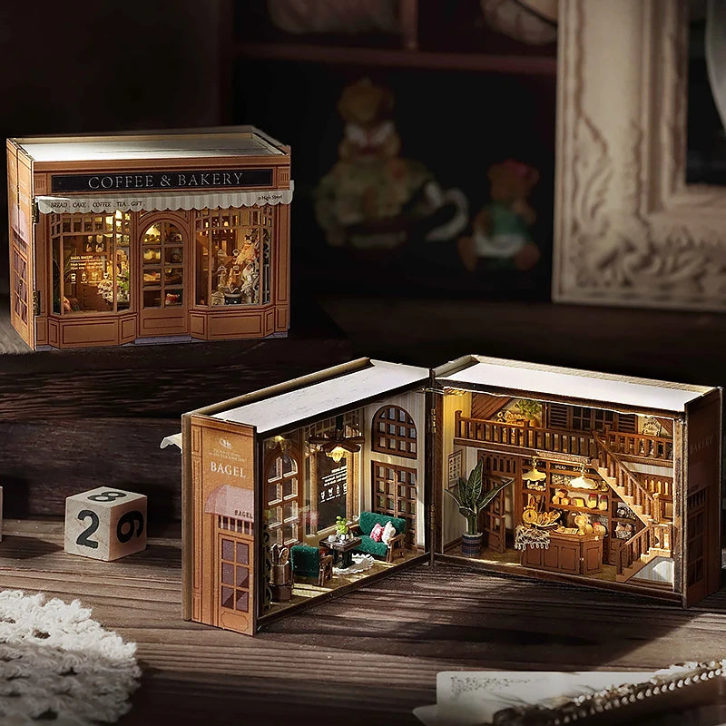 DIY Wooden Miniature Dollhouse Kit with LED Lighting & Furniture - 3D Assembly Model Building Set | Adult Craft Project & Home Decor Gift 14+
