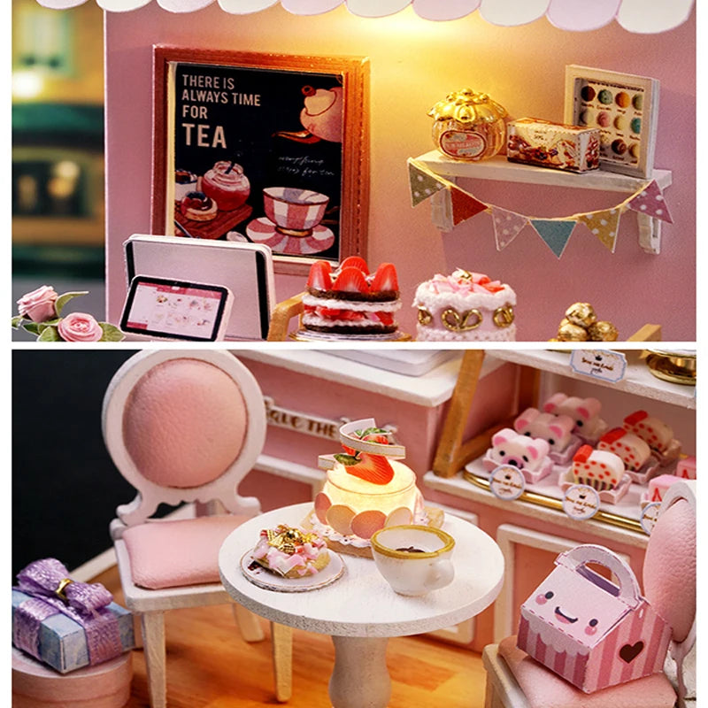 Premium Wooden Miniature Dollhouse Kit with Dust Cover - DIY Assembly Model Building Set | Complete Furniture & Instructions | Birthday Gift for Ages 8+