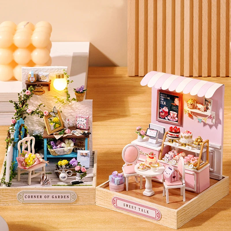 Premium Wooden Miniature Dollhouse Kit with Dust Cover - DIY Assembly Model Building Set | Complete Furniture & Instructions | Birthday Gift for Ages 8+