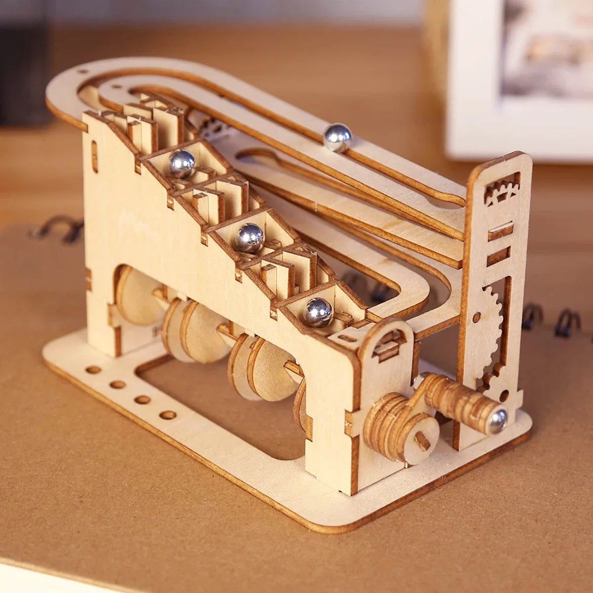 3D Wooden Marble Run Puzzle Kit - DIY Spiral Track Building Set for Adults & Teens | Mechanical Engineering Model STEM Project Ages 14+