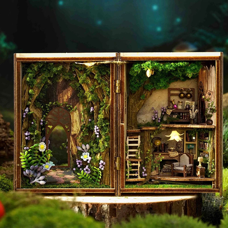 DIY Wooden Miniature Dollhouse Kit with LED Lighting & Furniture - 3D Assembly Model Building Set | Adult Craft Project & Home Decor Gift 14+