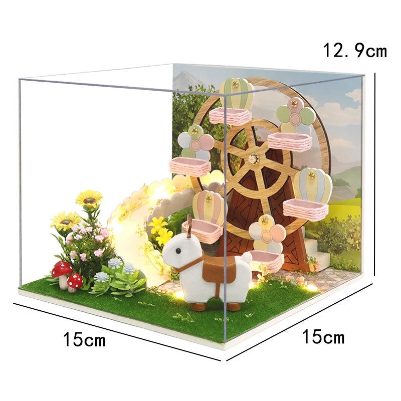 DIY Miniature Dollhouse Kit with LED Lights | 3D Wooden Puzzle Room Box with Furniture | Holiday & Birthday Gift for Adults