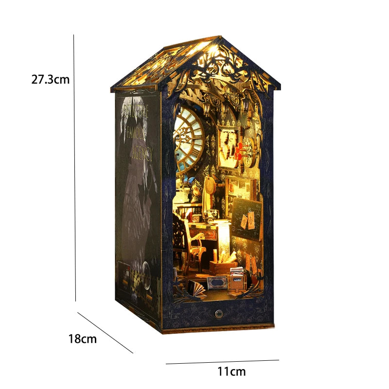 DIY Book Nook Kit for Bookshelves | 3D Wooden Puzzle Diorama with LED Light | Unique Gift for Adult Book Lovers