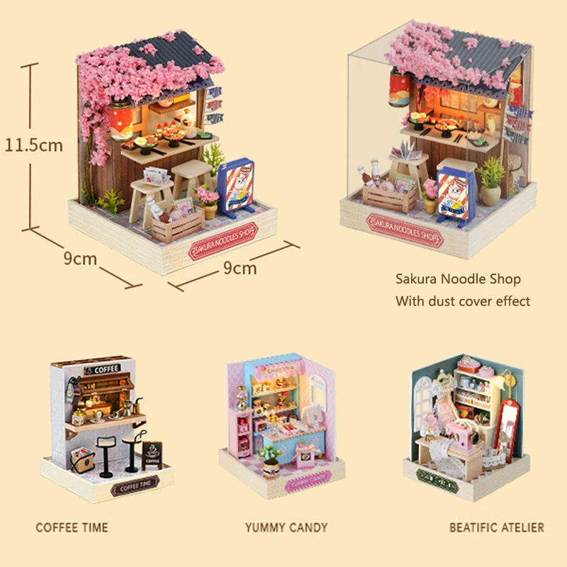 Premium Wooden Miniature Dollhouse Kit with Dust Cover - DIY Assembly Model Building Set | Complete Furniture & Instructions | Birthday Gift for Ages 8+