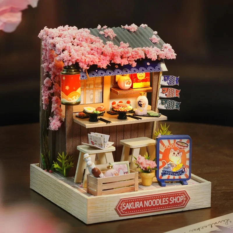 Premium Wooden Miniature Dollhouse Kit with Dust Cover - DIY Assembly Model Building Set | Complete Furniture & Instructions | Birthday Gift for Ages 8+