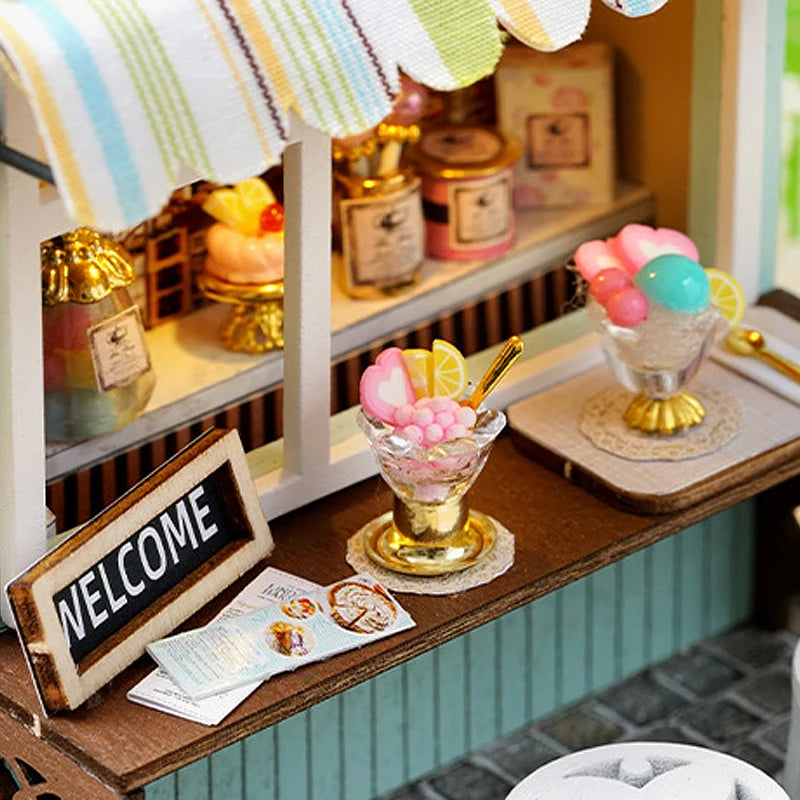 Premium Wooden Miniature Dollhouse Kit with Dust Cover - DIY Assembly Model Building Set | Complete Furniture & Instructions | Birthday Gift for Ages 8+