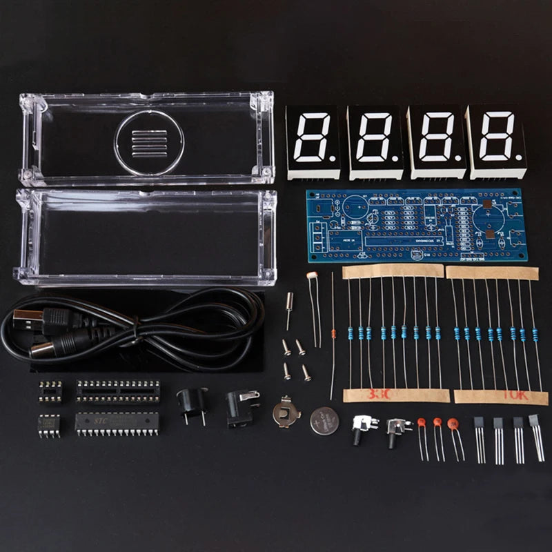 DIY LED Digital Clock Kit with Temperature Display - 51 Microcontroller Electronics Project Kit | Alarm Clock Assembly Kit for Arduino Learning