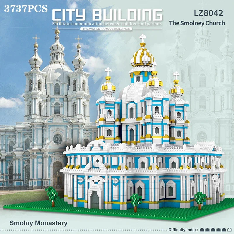 3737PCS Smolny Cathedral Building Blocks Set - World Famous Architecture Model Kit, Micro Bricks DIY Street View Puzzle - Educational Toys for Kids 6+, Teens, Adults - Holiday Birthday Gift