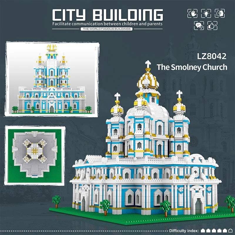 3737PCS Smolny Cathedral Building Blocks Set - World Famous Architecture Model Kit, Micro Bricks DIY Street View Puzzle - Educational Toys for Kids 6+, Teens, Adults - Holiday Birthday Gift