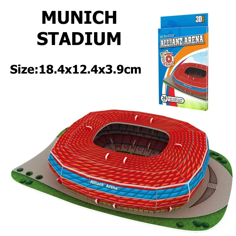 World Famous Football Stadium 3D Puzzle Model - DIY Miniature Soccer Field Building Kit | Football Fan Gift & Collectible Display | Ages 14+