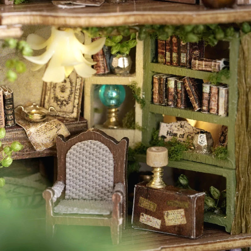 DIY Wooden Miniature Dollhouse Kit with LED Lighting & Furniture - 3D Assembly Model Building Set | Adult Craft Project & Home Decor Gift 14+