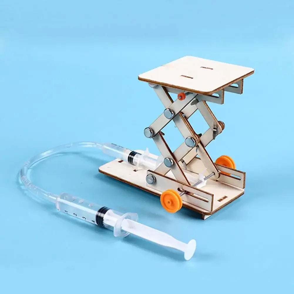 Hydraulic Lift Science Kit for Kids - DIY Educational Physics Experiment Toy | Wooden Building Model for School Projects Ages 6+ | Atmospheric Pressure Learning Set