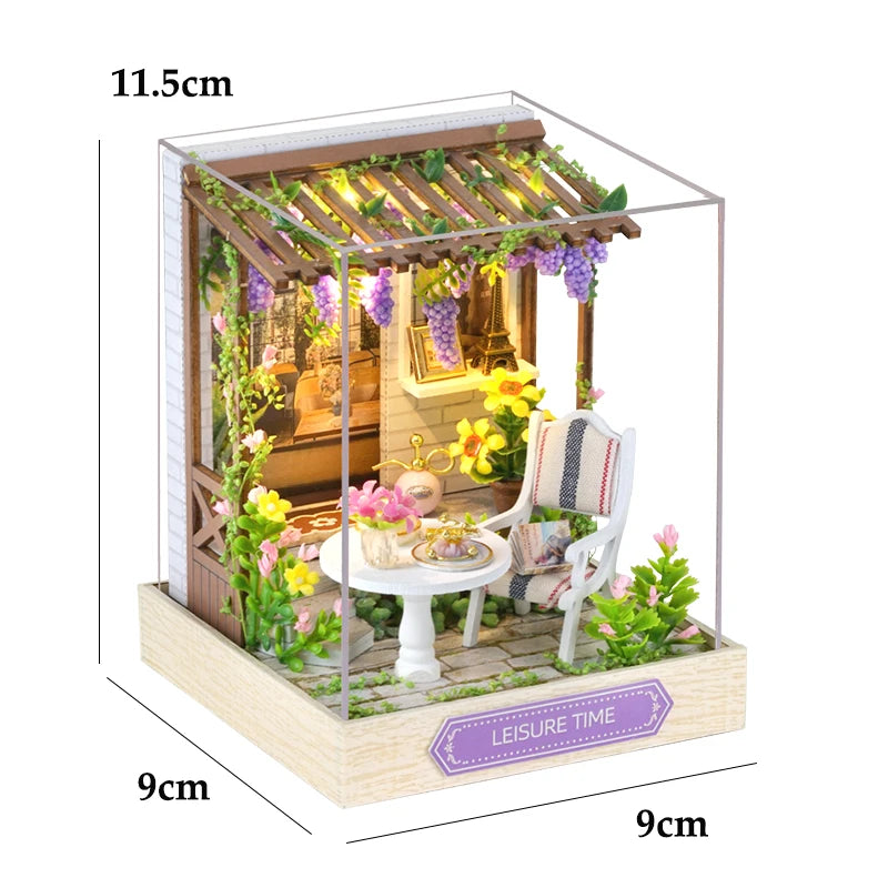 DIY Miniature Dollhouse Kit with LED Lights | 3D Wooden Puzzle Room Box with Furniture | Holiday & Birthday Gift for Adults