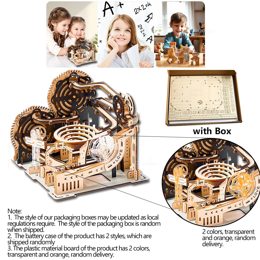 3D Wooden Marble Run Puzzle Kit - DIY Mechanical Engineering Building Set | STEAM Educational Toy for Kids & Adults | Birthday Gift Ages 3+
