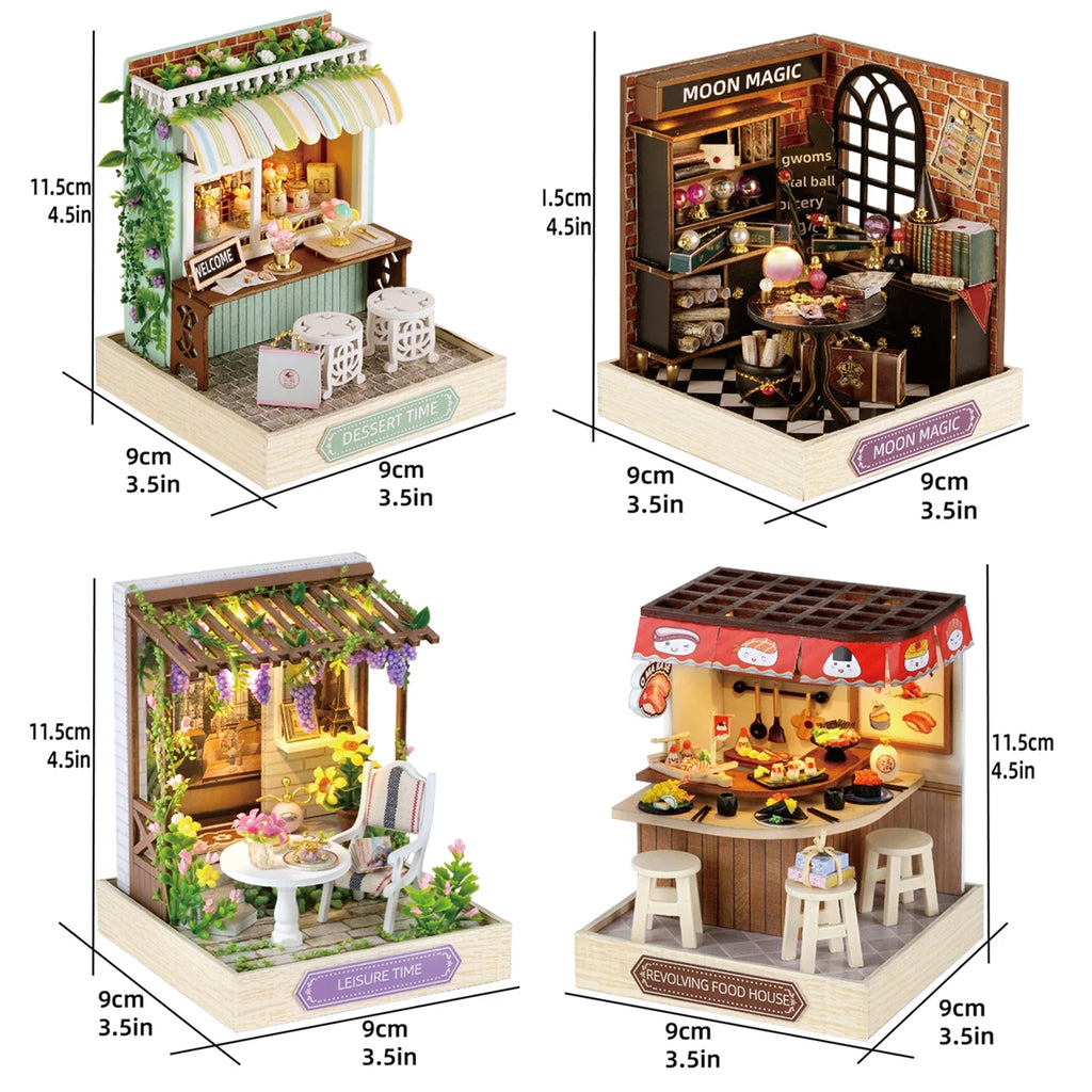 Premium Wooden Miniature Dollhouse Kit with Dust Cover - DIY Assembly Model Building Set | Complete Furniture & Instructions | Birthday Gift for Ages 8+