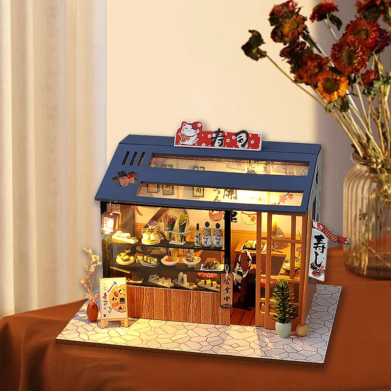 DIY Miniature Dollhouse Kit with LED Lights & Furniture - 3D Wooden Dollhouse Assembly Building Set for Adults & Teens 14+ | Casa Model Gift
