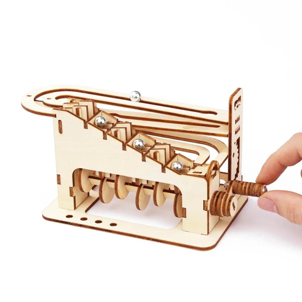 3D Wooden Marble Run Puzzle Kit - DIY Spiral Track Building Set for Adults & Teens | Mechanical Engineering Model STEM Project Ages 14+