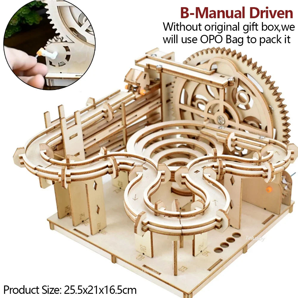 3D Wooden Marble Run Puzzle Kit - DIY Mechanical Engineering Building Set | STEAM Educational Toy for Kids & Adults | Birthday Gift Ages 3+