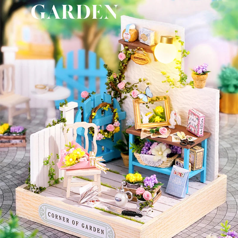 Premium Wooden Miniature Dollhouse Kit with Dust Cover - DIY Assembly Model Building Set | Complete Furniture & Instructions | Birthday Gift for Ages 8+