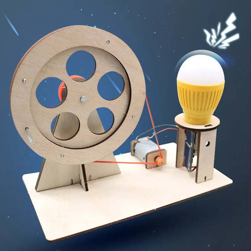 DIY Hand Crank Generator Science Kit - Educational Physics Experiment Model | Build Your Own Electricity Generator for Kids & Students Ages 8+