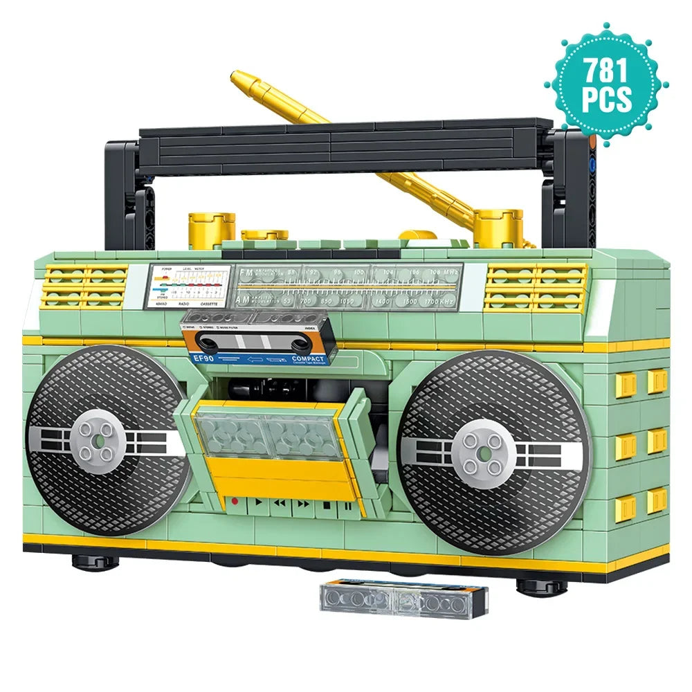 Vintage Radio Building Set - Classic Retro Music Player Model Kit | Compatible Building Blocks for Kids & Adults | Creative Display Gift Toy