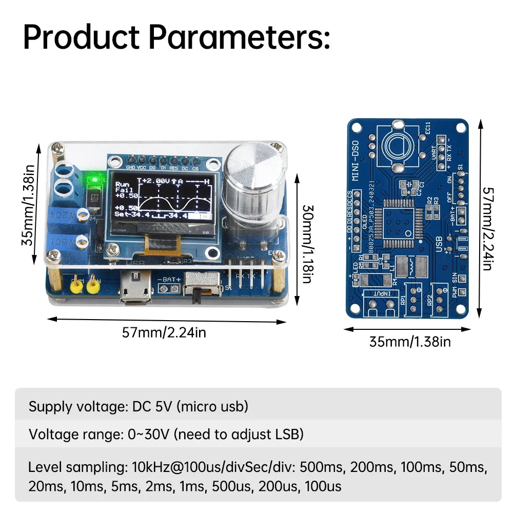 DIY Mini Digital Oscilloscope Kit with STC8K8A Microcontroller - Electronics Soldering Practice Project | Educational STEM Learning Tool for Engineers & Students