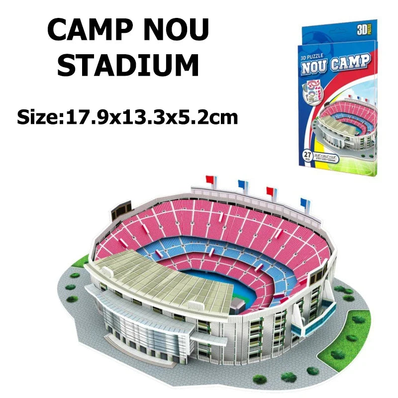 World Famous Football Stadium 3D Puzzle Model - DIY Miniature Soccer Field Building Kit | Football Fan Gift & Collectible Display | Ages 14+