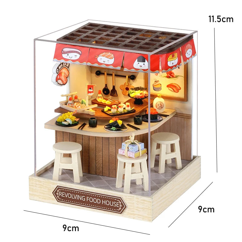 Mini DIY Dollhouse Kit with Dust Cover - 3D Wooden Assembly Model Building Set | Complete Bedroom Room Decoration & Birthday Gift 14+