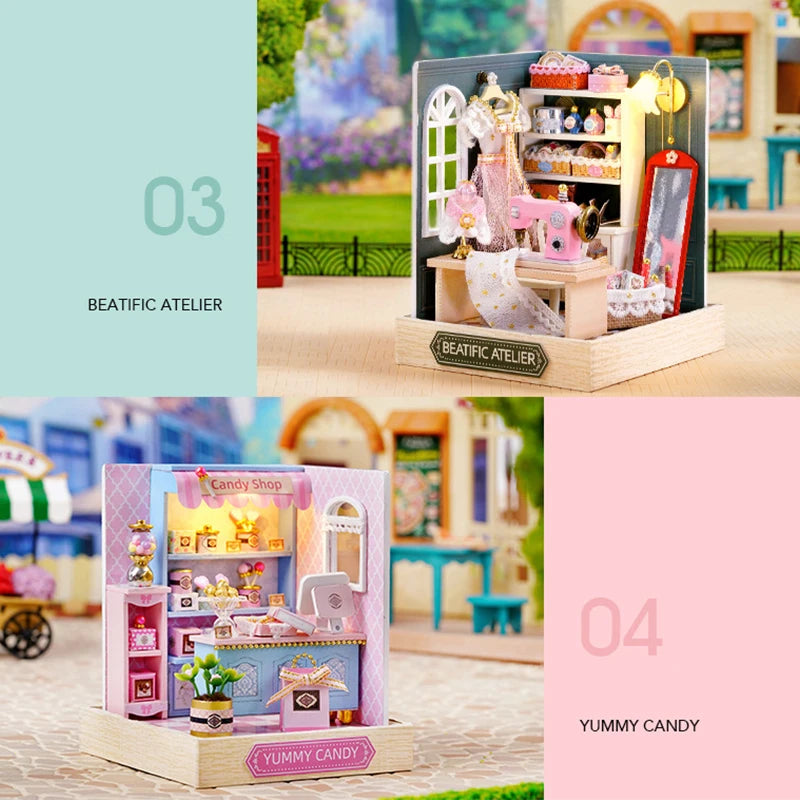 Premium Wooden Miniature Dollhouse Kit with Dust Cover - DIY Assembly Model Building Set | Complete Furniture & Instructions | Birthday Gift for Ages 8+