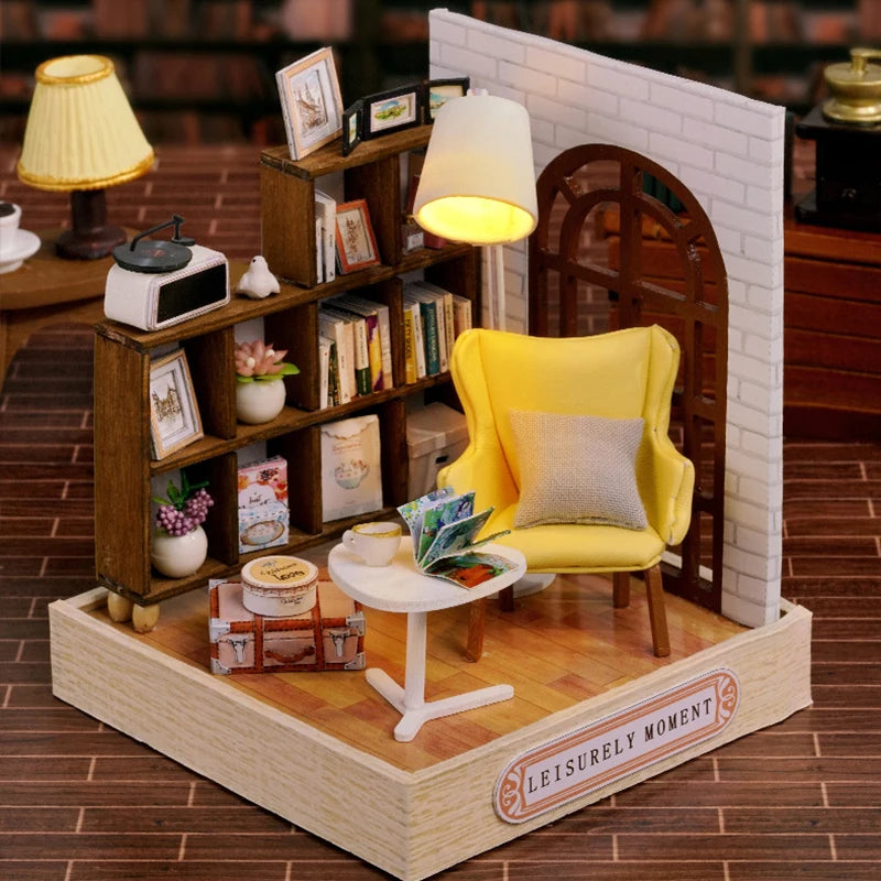 Premium Wooden Miniature Dollhouse Kit with Dust Cover - DIY Assembly Model Building Set | Complete Furniture & Instructions | Birthday Gift for Ages 8+