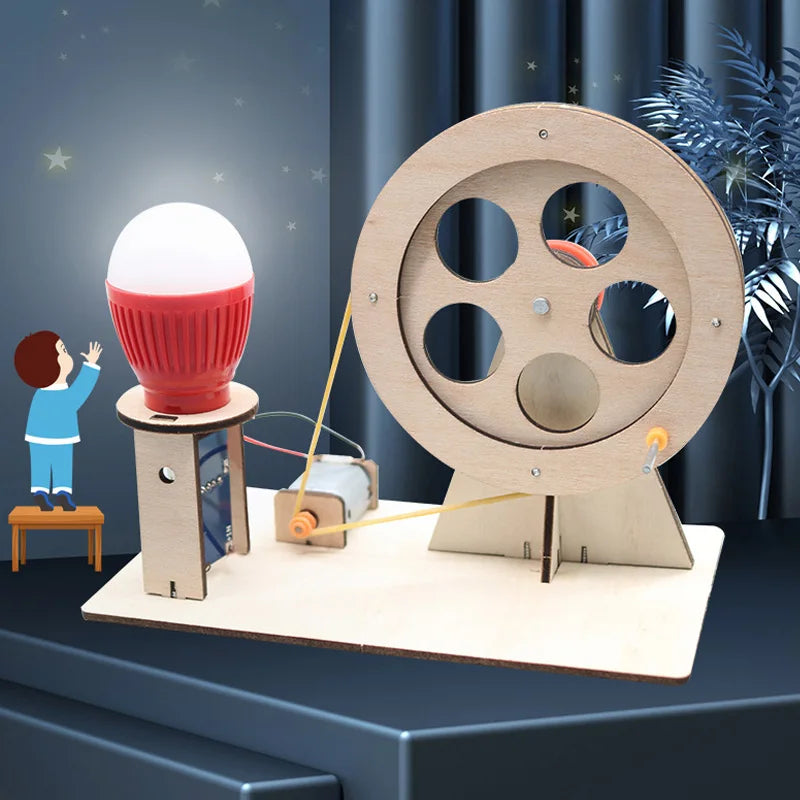 DIY Hand Crank Generator Science Kit - Educational Physics Experiment Model | Build Your Own Electricity Generator for Kids & Students Ages 8+