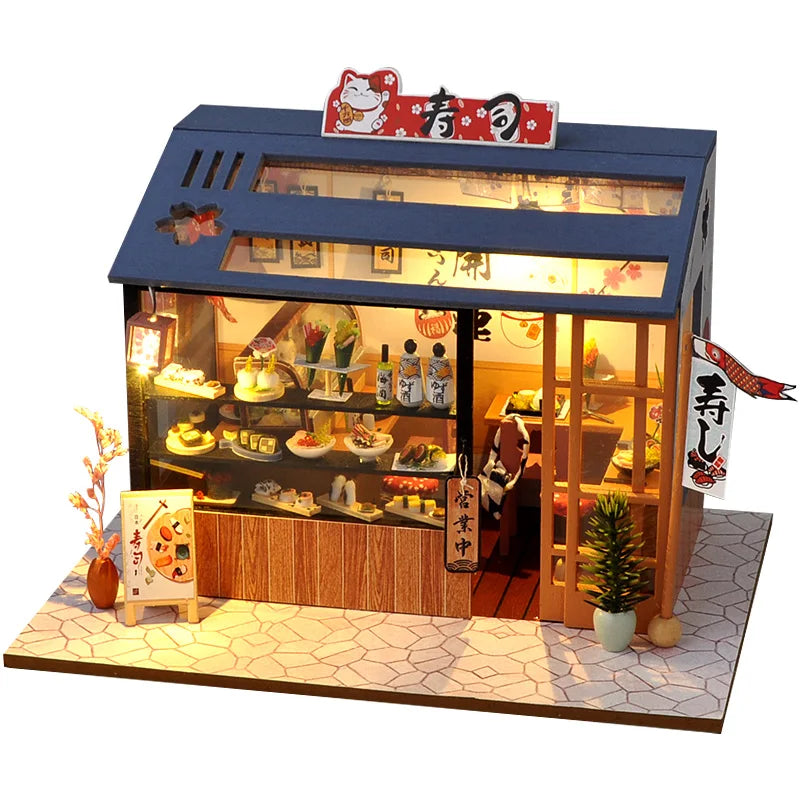DIY Miniature Dollhouse Kit with LED Lights & Furniture - 3D Wooden Dollhouse Assembly Building Set for Adults & Teens 14+ | Casa Model Gift