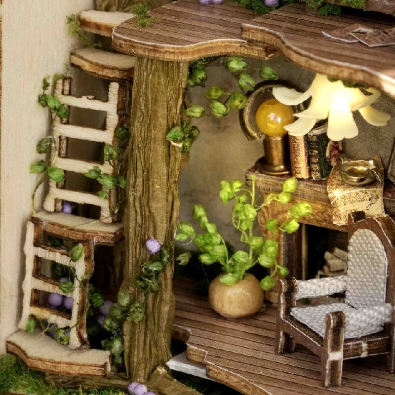 DIY Wooden Miniature Dollhouse Kit with LED Lighting & Furniture - 3D Assembly Model Building Set | Adult Craft Project & Home Decor Gift 14+