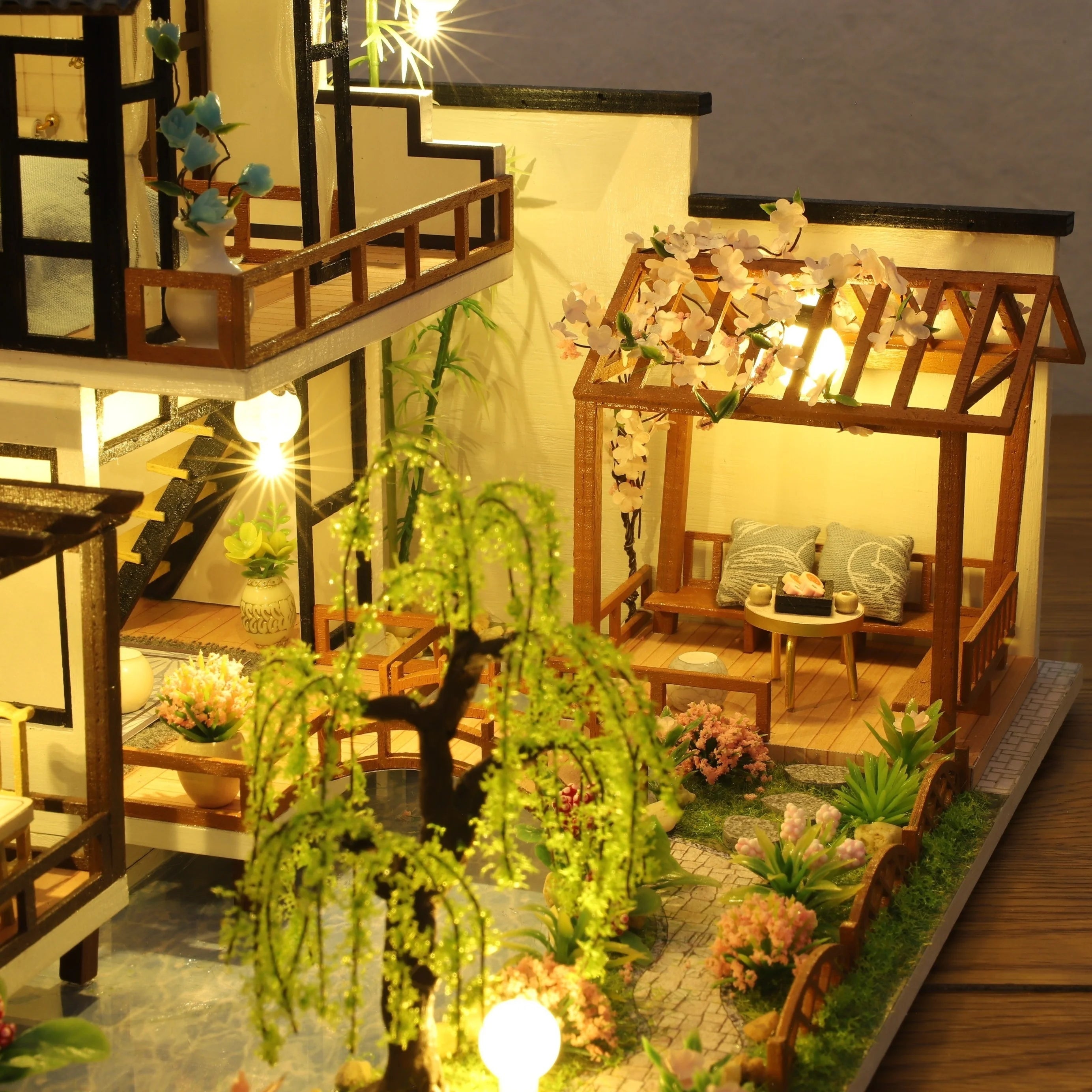 DIY Wooden Dollhouse Kit - Miniature 3D Puzzle Assembly Model, Pastoral Architecture Micro House with Accessories - Birthday Christmas Gifts for Teens, Adults, Home Decor Collectible