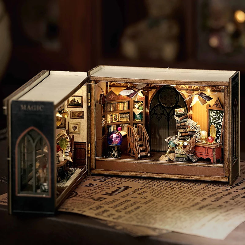 DIY Wooden Miniature Dollhouse Kit with LED Lighting & Furniture - 3D Assembly Model Building Set | Adult Craft Project & Home Decor Gift 14+