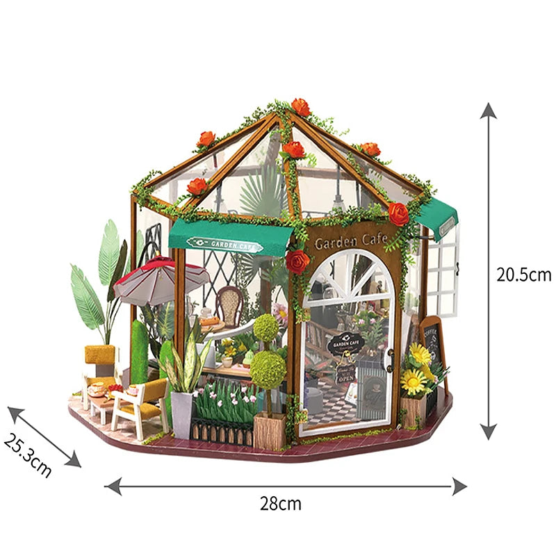 DIY Flower House Dollhouse Kit with LED Lights - Wooden 3D Miniature Building Set | Handmade Craft Model for Adults & Teens 14+ | Creative Assembly Toy