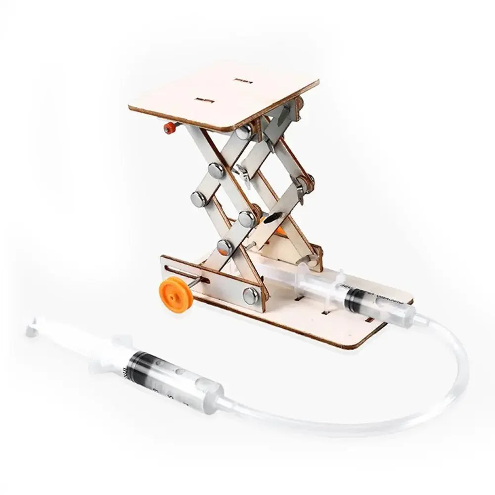 Hydraulic Lift Science Kit for Kids - DIY Educational Physics Experiment Toy | Wooden Building Model for School Projects Ages 6+ | Atmospheric Pressure Learning Set